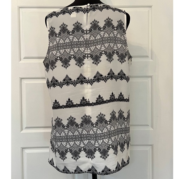 LOFT Black and White Lace Print Blouse - Picture 2 of 3
